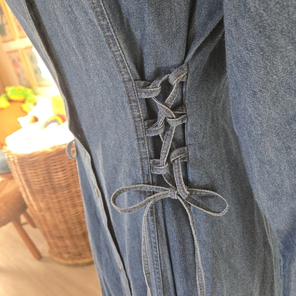 Vintage Forenza Denim Western Long Sleeve Button Down Maxi Dress, SIZE 10 - Picture 5 of 16